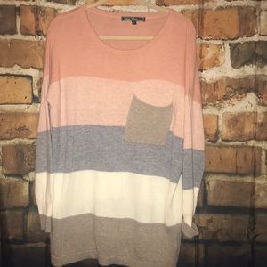 LOVE STITCH COLOR BLOCK COZY SOFT LOOSE SWEATER S